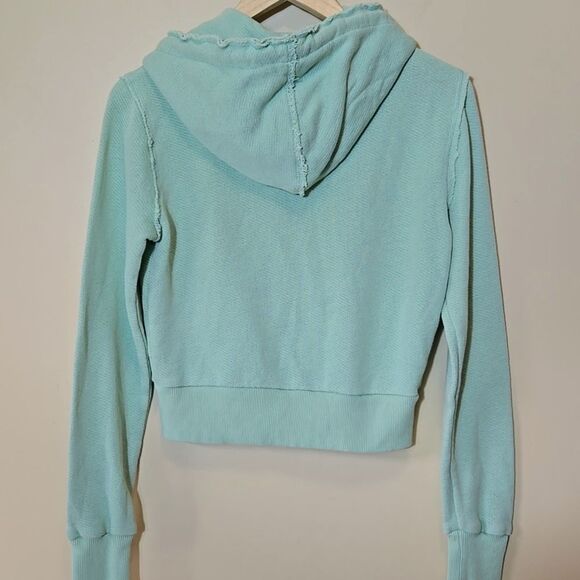 American Eagle AE Sun Set Zip Up Hoodie Green Cropped Feels Seriously Lived In - Picture 9 of 15